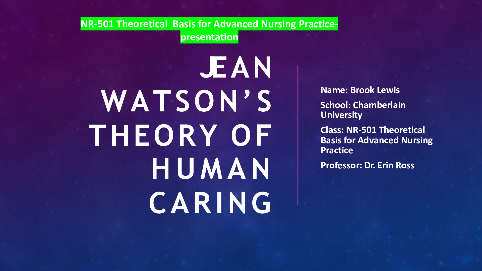 Preview of NR-501 Theoretical  Basis for Advanced Nursing  Practice-presentation